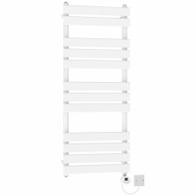 (1200x500mm) NRG Pre-Filled Electric Heated Towel Rail Thermostatic Radiator Bathroom Flat Ladder White
