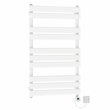 (1000x600mm) NRG Pre-Filled Electric Heated Towel Rail Thermostatic Radiator Bathroom Flat Ladder White