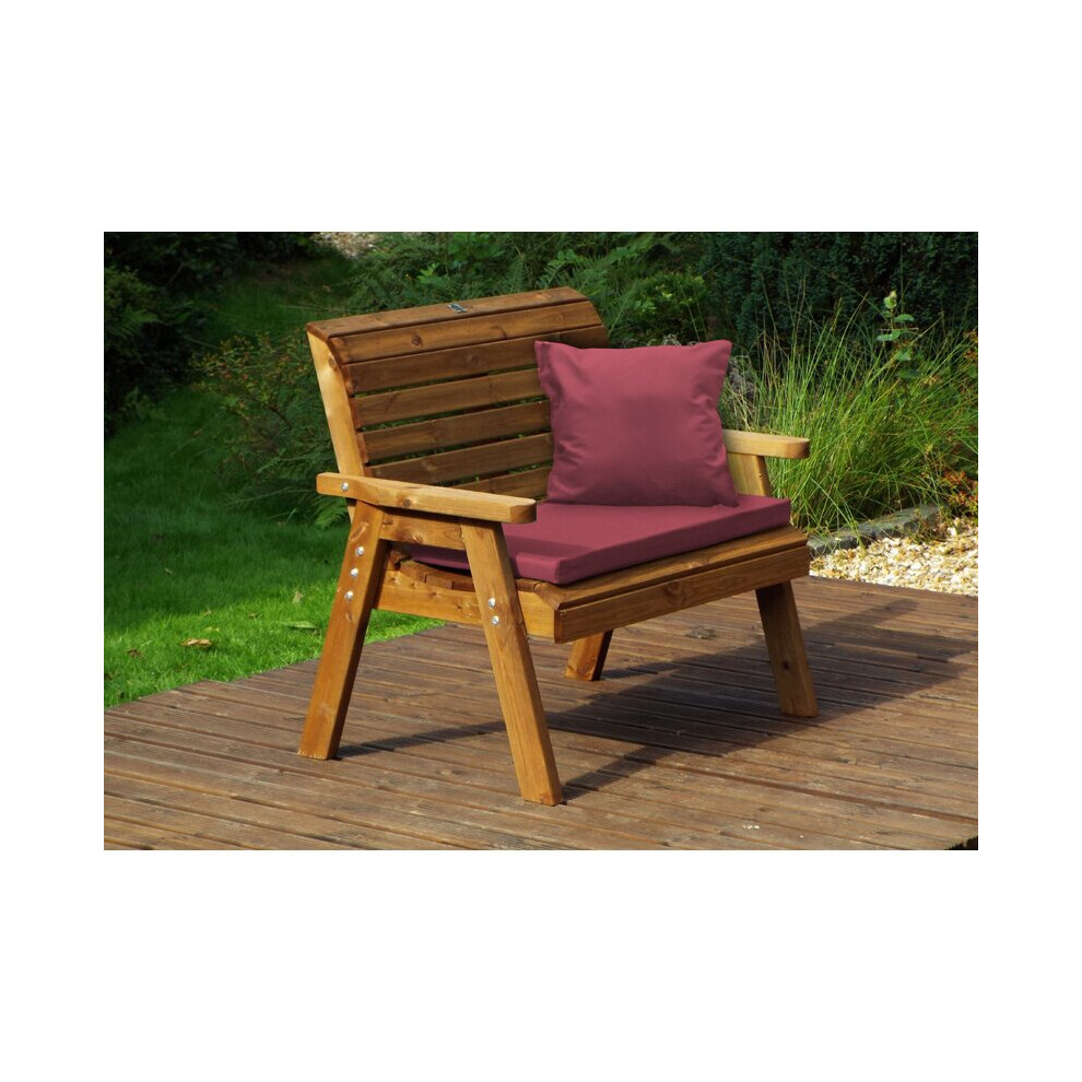 Traditional Two Seater Bench with Burgundy Cushions - Fully Assembled-image-OPC-PB99X59-NEW