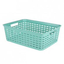 PLASTIC STORAGE BASKET 39X29X13CM DUSTY JADE