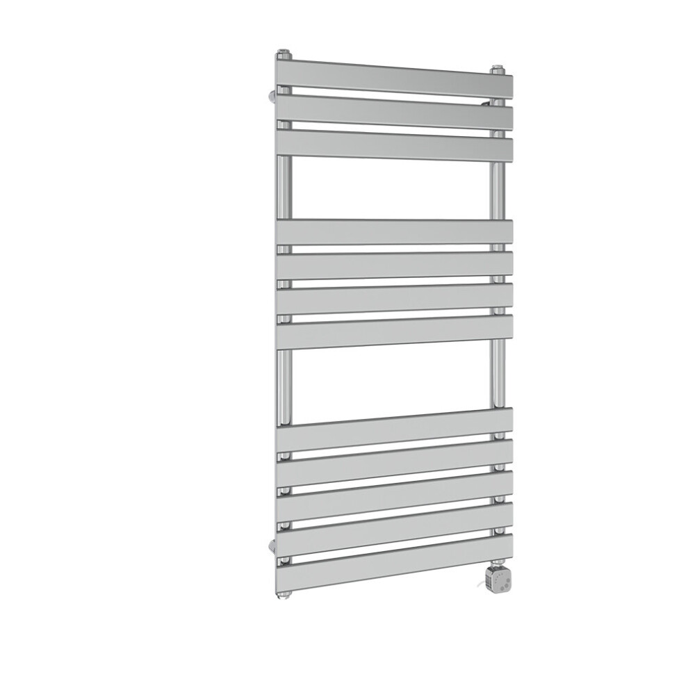 (1200x600mm, Chrome) NRG Pre-Filled Electric Heated Towel Rail Bathroom Radiator Thermostatic Warmer Ladder