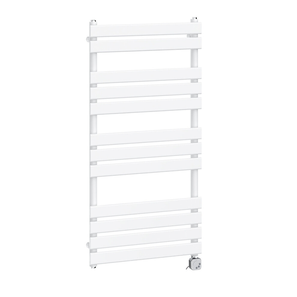 (1200x600mm, White) NRG Pre-Filled Electric Heated Towel Rail Bathroom Radiator Thermostatic Warmer Ladder