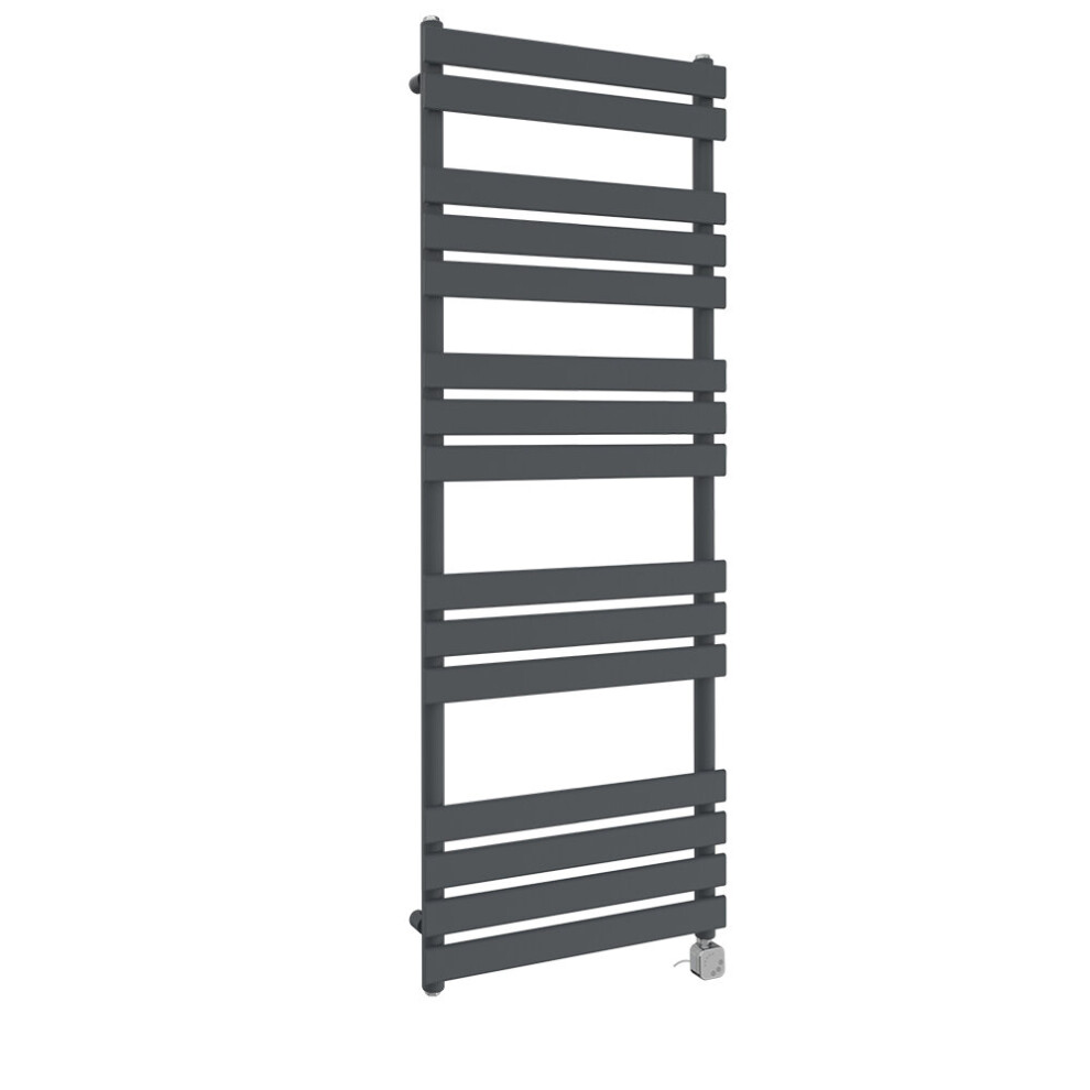 (1600x600mm, Anthracite) NRG Pre-Filled Electric Heated Towel Rail Bathroom Radiator Thermostatic Warmer Ladder