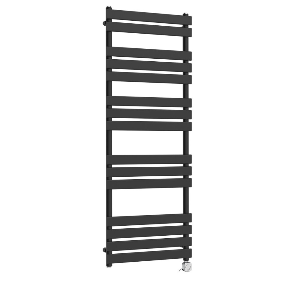 (1600x600mm, Black) NRG Pre-Filled Electric Heated Towel Rail Bathroom Radiator Thermostatic Warmer Ladder