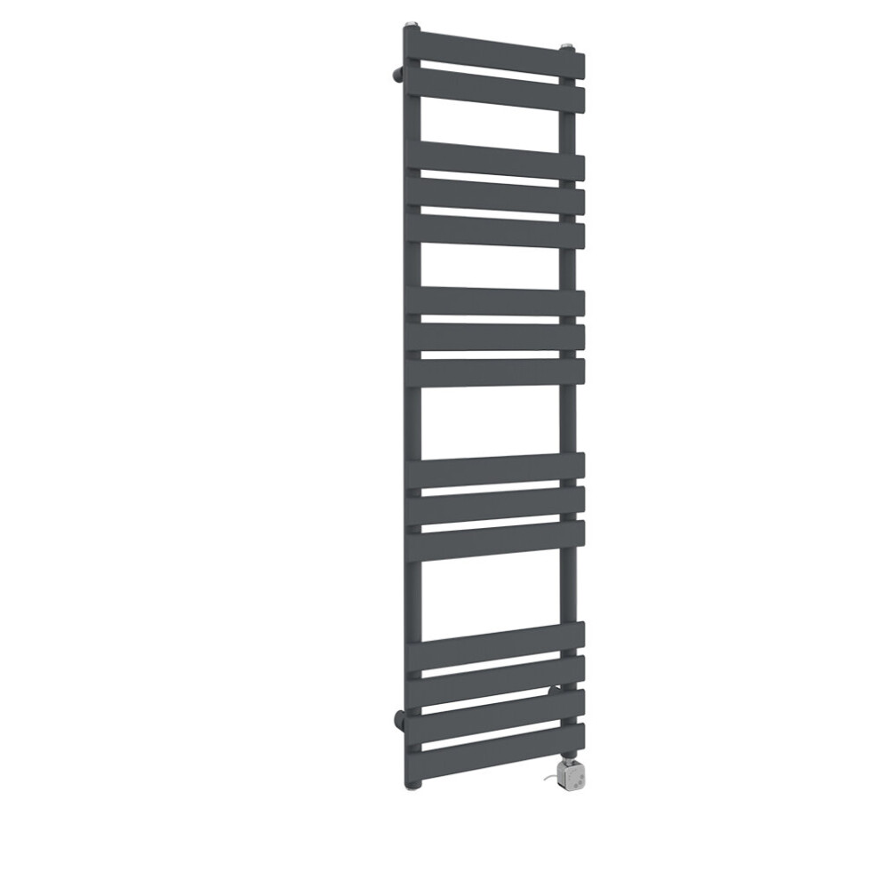 (1600x450mm, Anthracite) NRG Pre-Filled Electric Heated Towel Rail Bathroom Radiator Thermostatic Warmer Ladder