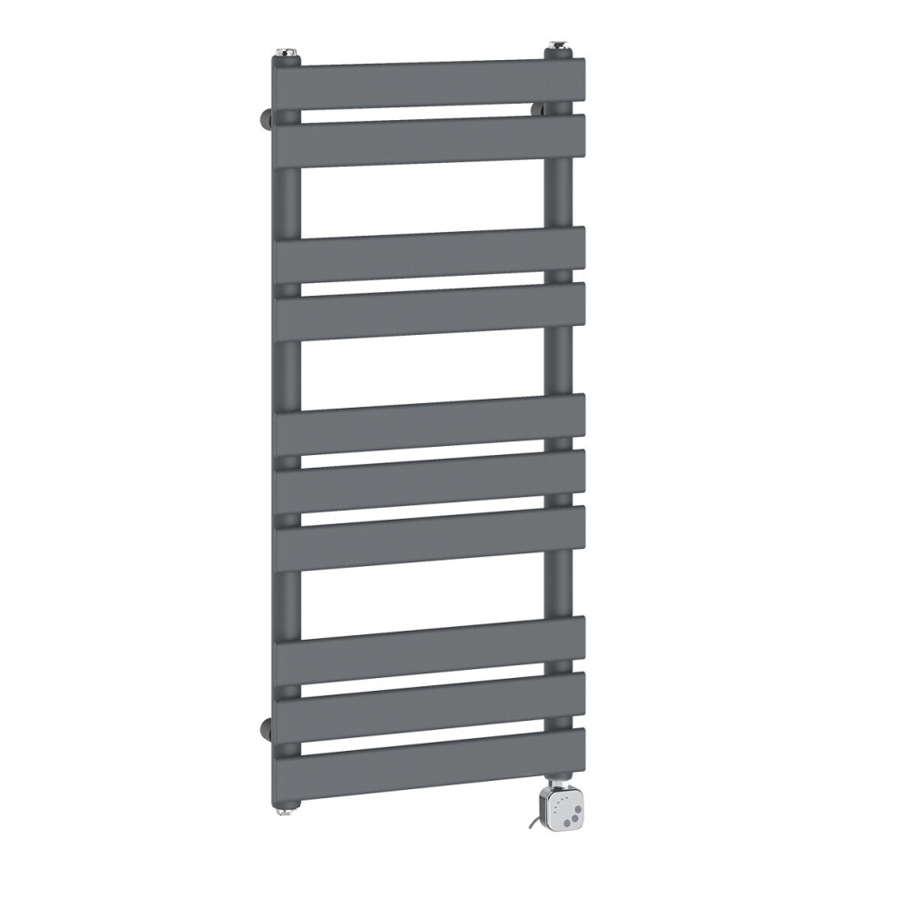 (1000x450mm, Anthracite) NRG Pre-Filled Electric Heated Towel Rail Bathroom Radiator Thermostatic Warmer Ladder