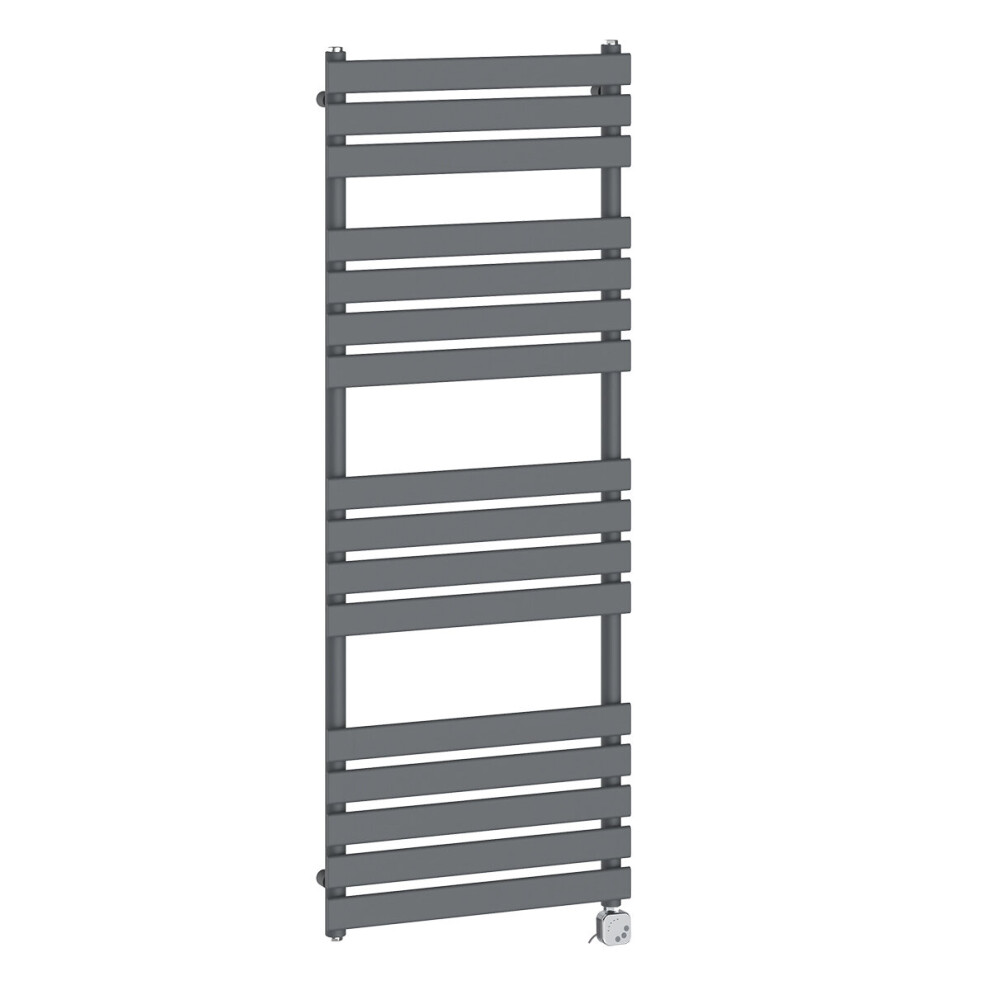 (1600x600mm, Anthracite) NRG Pre-Filled Electric Heated Towel Rail Bathroom Radiator Thermostatic Warmer Ladder