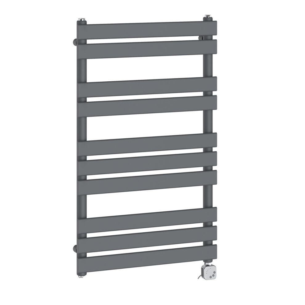 (1000x600mm, Anthracite) NRG Pre-Filled Electric Heated Towel Rail Bathroom Radiator Thermostatic Warmer Ladder