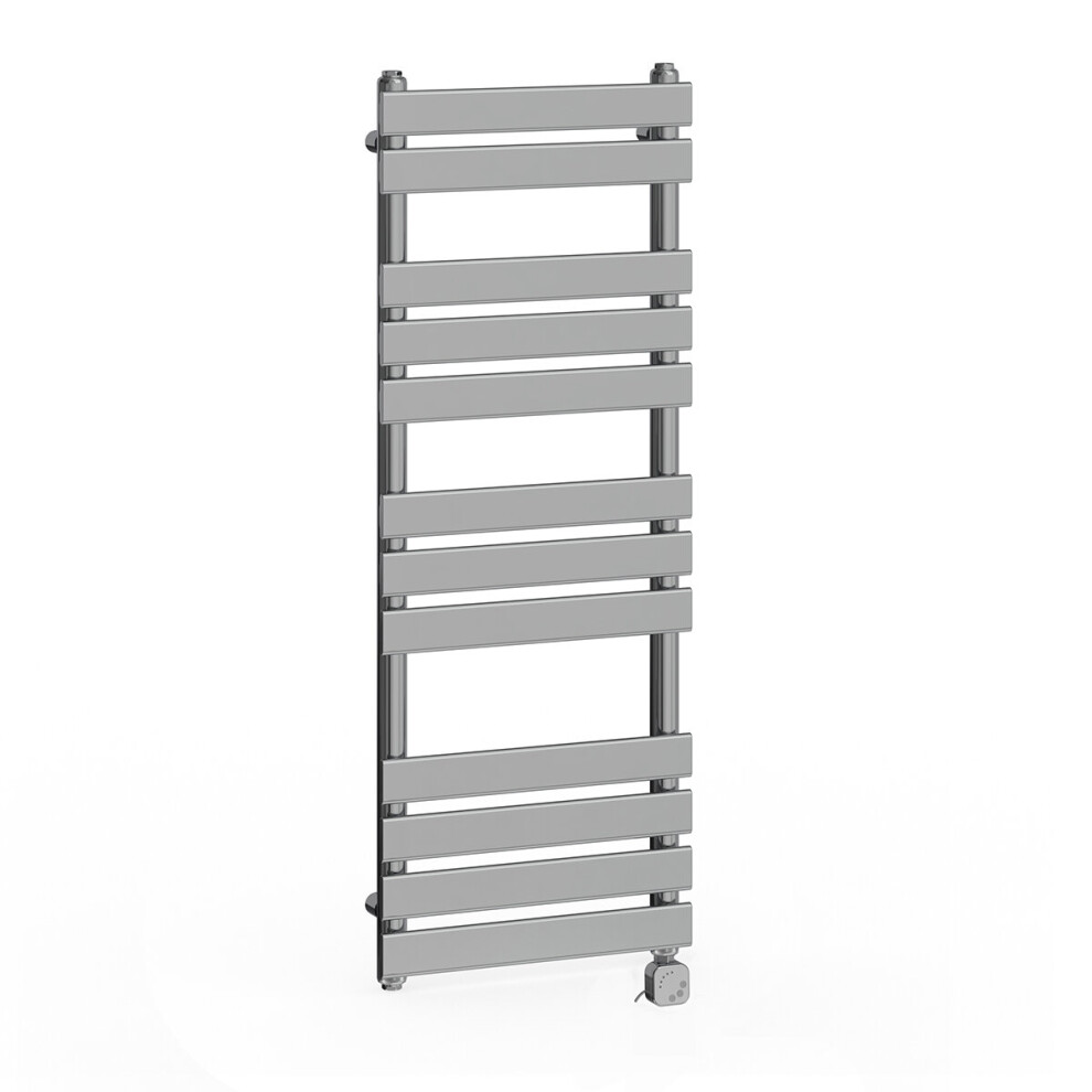 (1200x450mm, Chrome) NRG Pre-Filled Electric Heated Towel Rail Bathroom Radiator Thermostatic Warmer Ladder