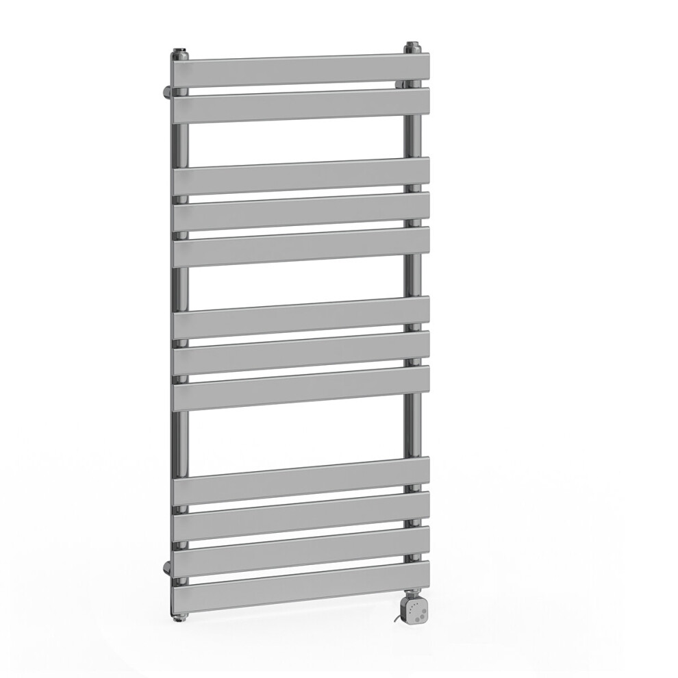 (1200x600mm, Chrome) NRG Pre-Filled Electric Heated Towel Rail Bathroom Radiator Thermostatic Warmer Ladder