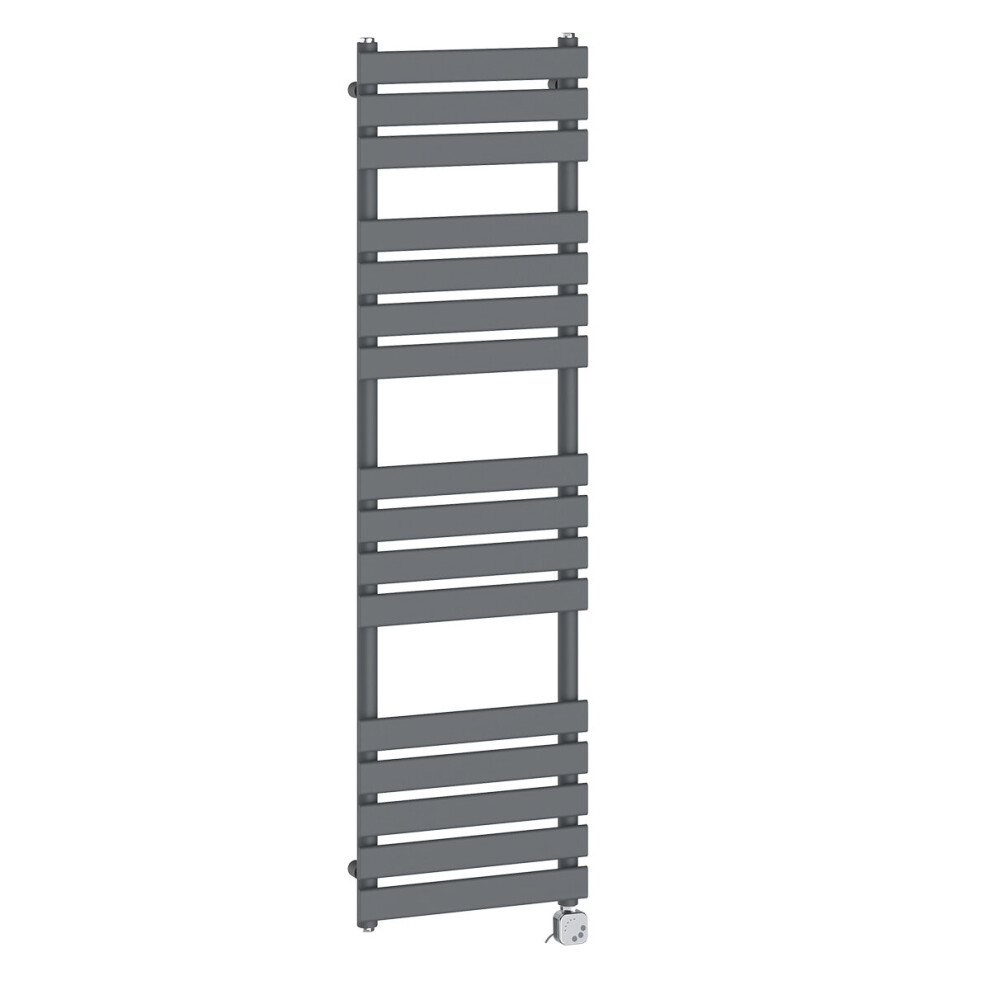 (1600x450mm, Anthracite) NRG Pre-Filled Electric Heated Towel Rail Bathroom Radiator Thermostatic Warmer Ladder