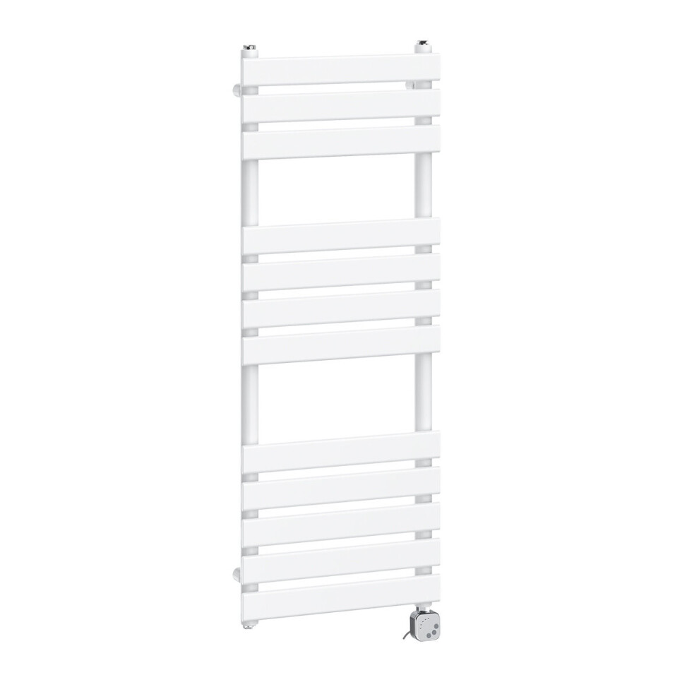 (1200x450mm, White) NRG Pre-Filled Electric Heated Towel Rail Bathroom Radiator Thermostatic Warmer Ladder