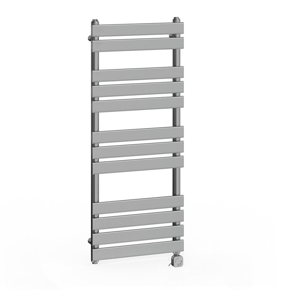 (1200x500mm, Chrome) NRG Pre-Filled Electric Heated Towel Rail Bathroom Radiator Thermostatic Warmer Ladder