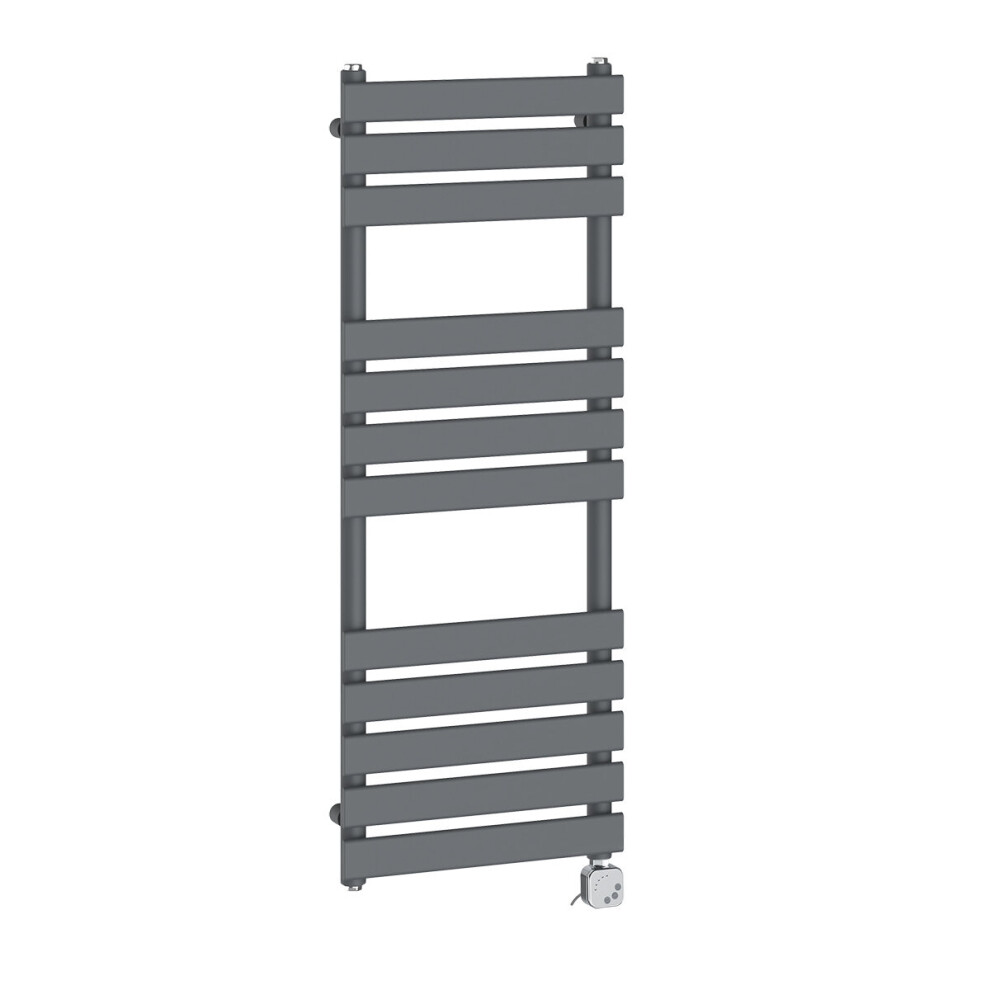 (1200x450mm, Anthracite) NRG Pre-Filled Electric Heated Towel Rail Bathroom Radiator Thermostatic Warmer Ladder