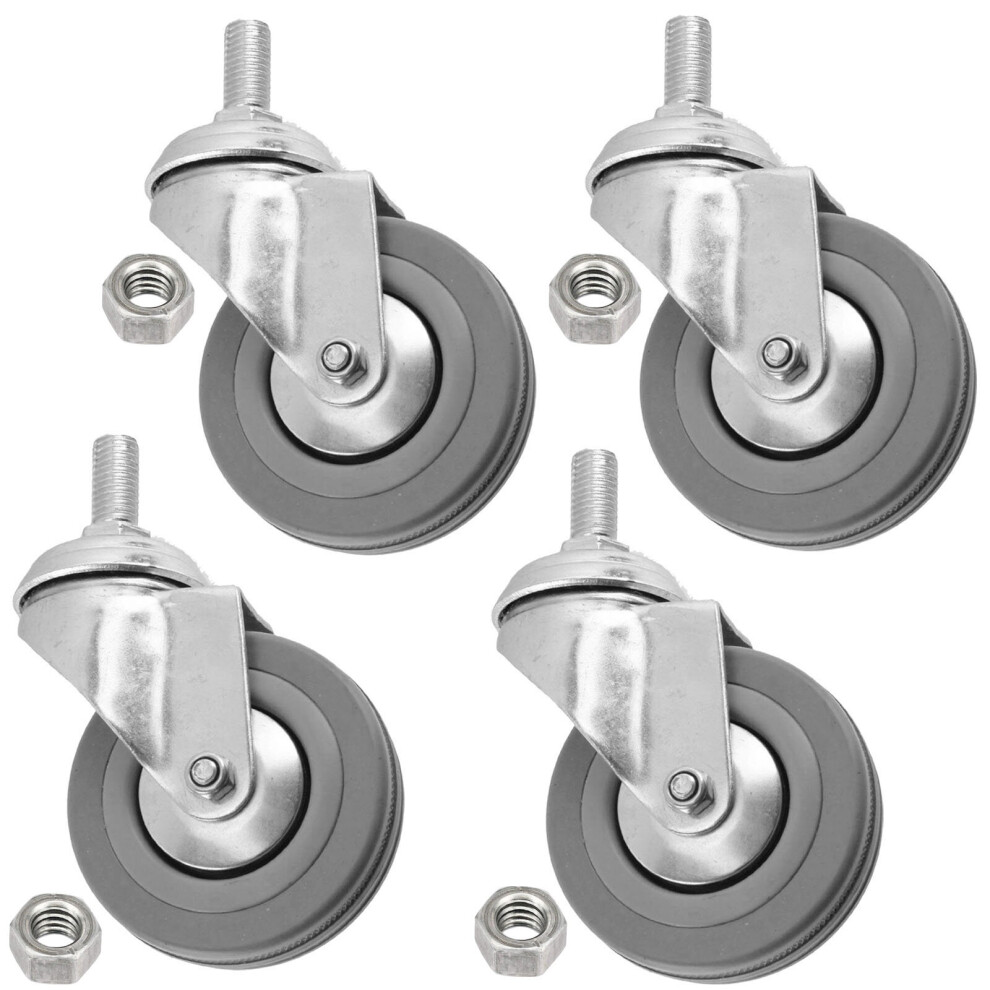 Castor Wheel Trolley 50mm M10 Threaded Swivel Non-Marking 4 x Caster Wheels Nuts