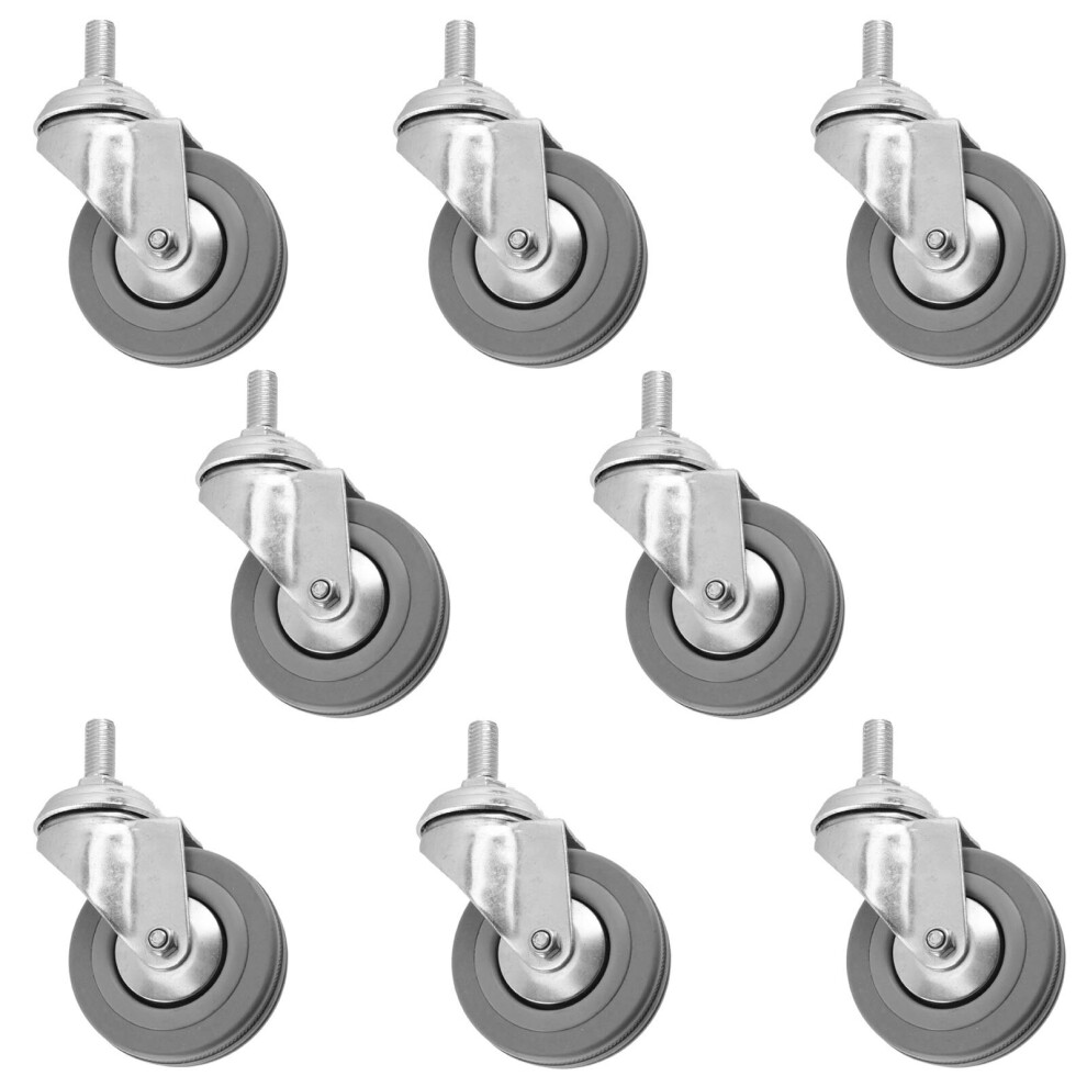 Spares2go Castor Wheel Trolley 50Mm M10 Threaded Swivel Non-Marking 8 X Caster Wheels