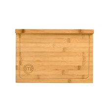 MasterChef Wooden Kitchen Board, Bamboo Cutting Board, for Meat, Ham, Bread, Cheeses, Cutting Board with Juice Slot, Natural, Sustainable, Suitable
