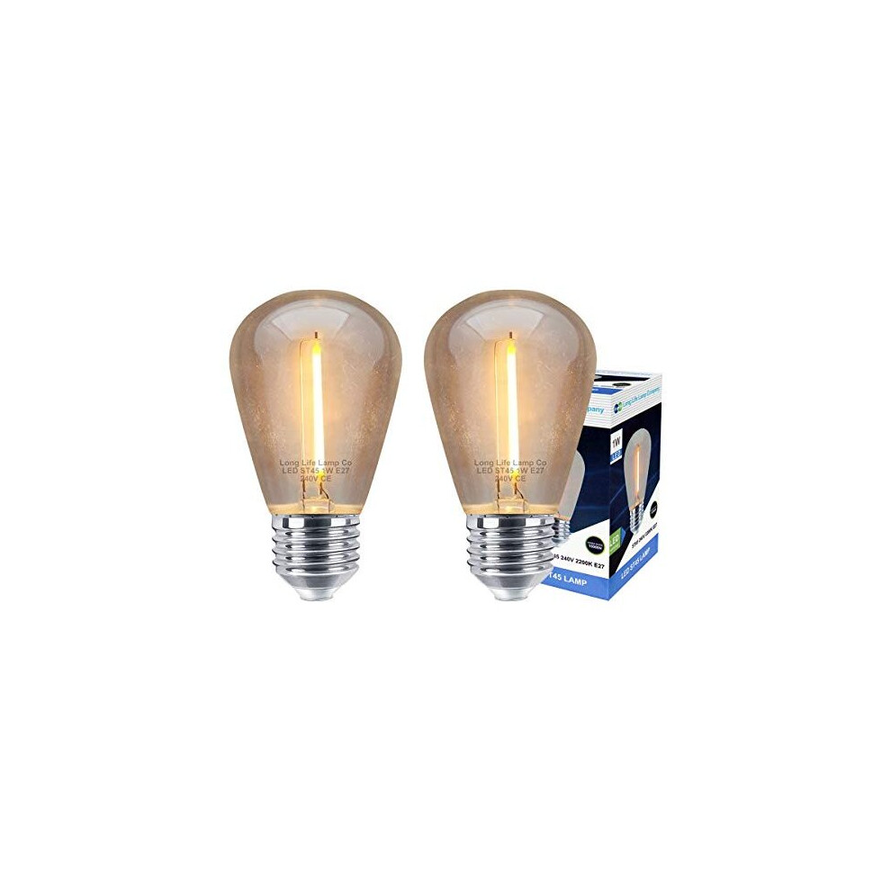 2 x 1w LED Filament Light Bulb E27 Edison Screw Warm White Energy Saving Decorative Festoon Lamp-image-OPC-PB99ZMR-NEW