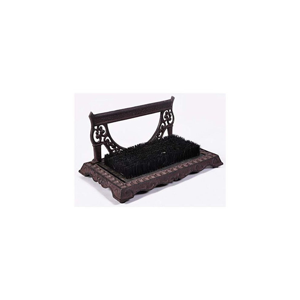 Black Country Metal Works Rustic Cast Iron Victorian Styled Freestanding Garden Boot Brush and Scraper