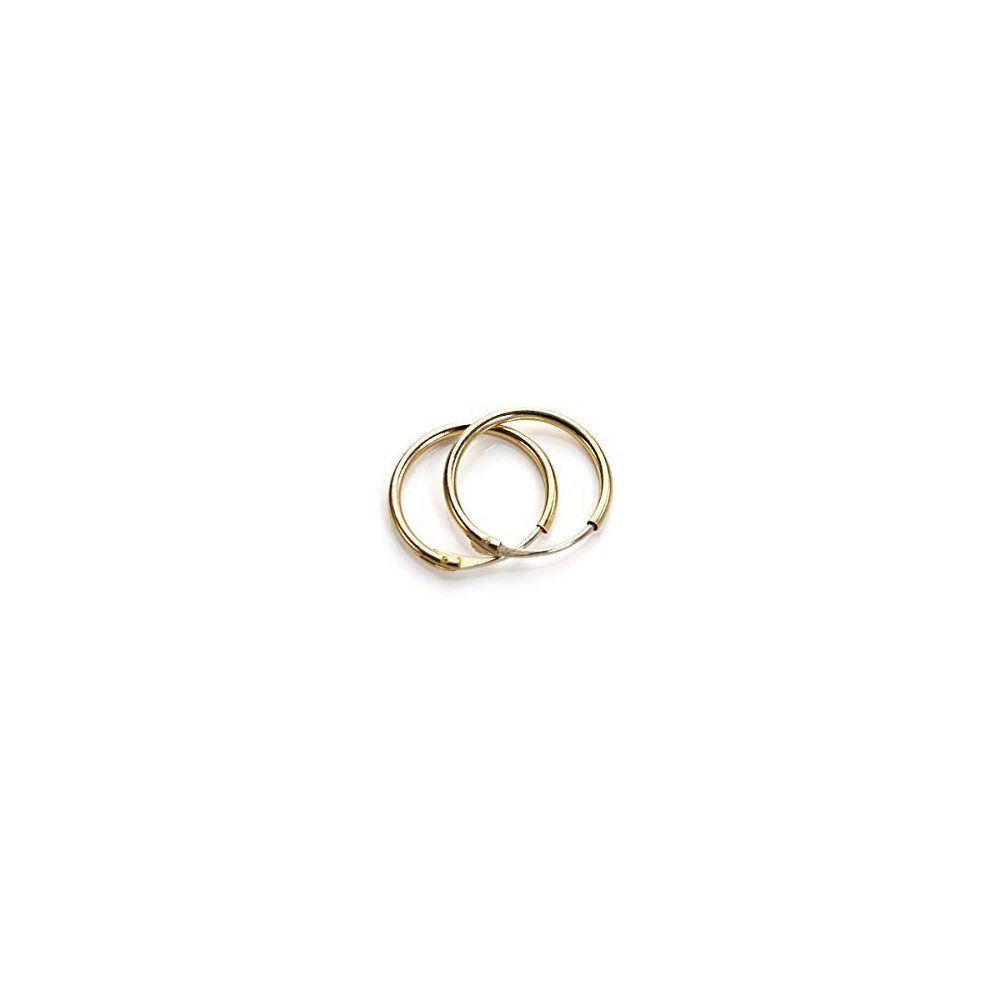 9ct Gold Plain Sleepers 10mm Hoops Earrings Diameter 10mm / 1cm / 0.4 Inch