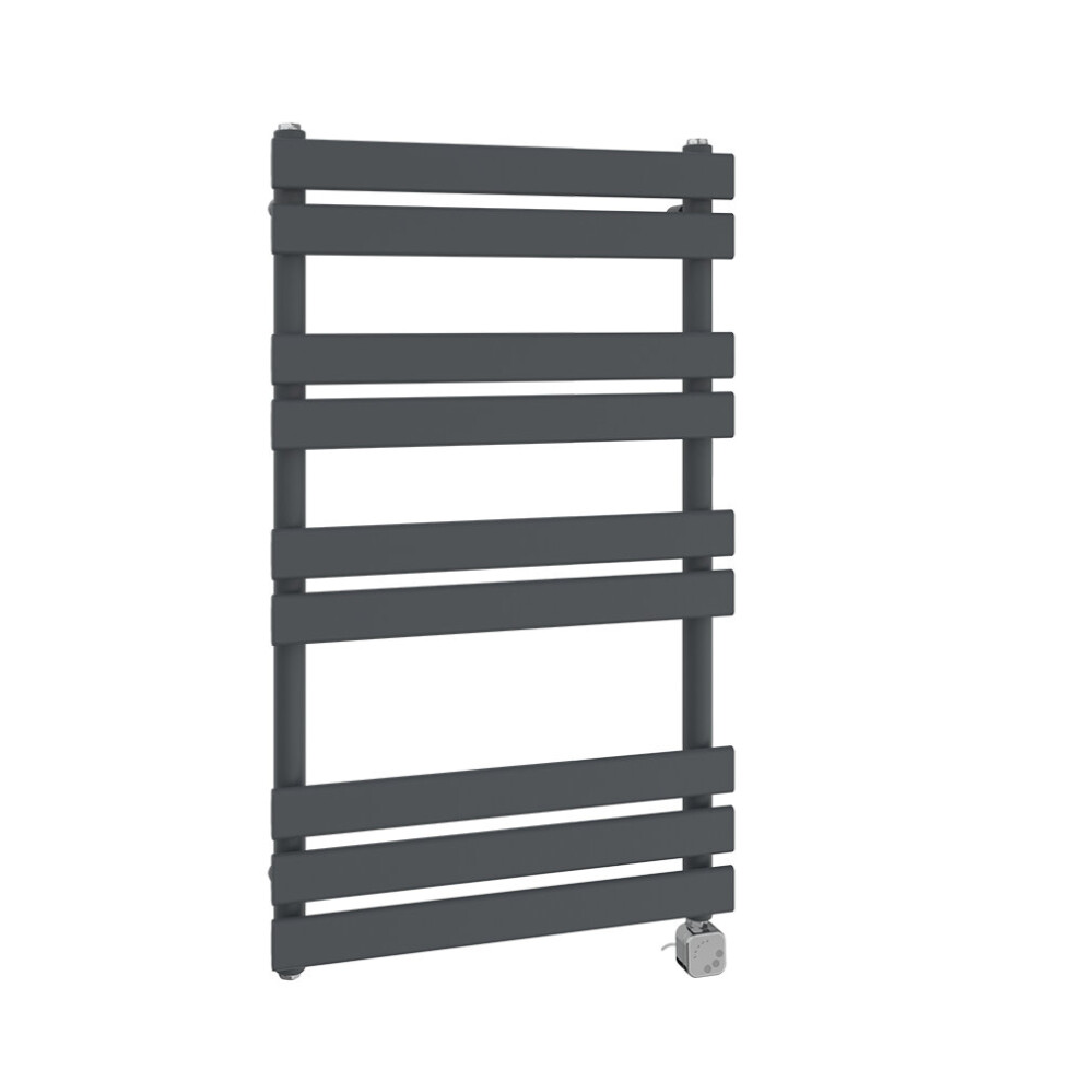 (1000x600mm, Anthracite) NRG Pre-Filled Electric Heated Towel Rail Bathroom Radiator Thermostatic Warmer Ladder