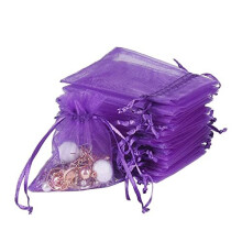 YQL 100PCS Purple Organza Bags Small, 8x10cm Mesh Wedding Favour Drawstring Bags for Jewelry Makeup Shower Favors Valentine Party Christmas Festival
