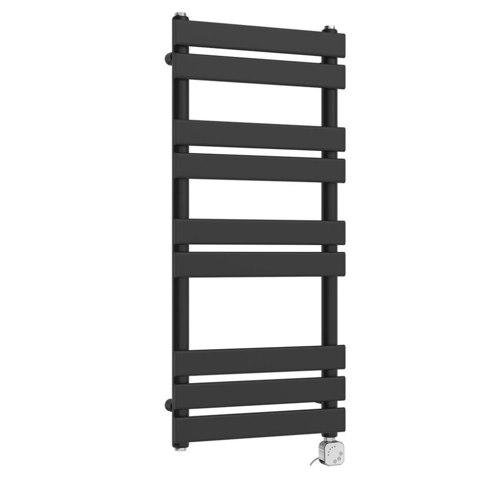 (1000x450mm, Black) NRG Pre-Filled Electric Heated Towel Rail Bathroom Radiator Thermostatic Warmer Ladder