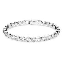 Swarovski Tennis Bracelet, Round Cut, White, Rhodium Plated