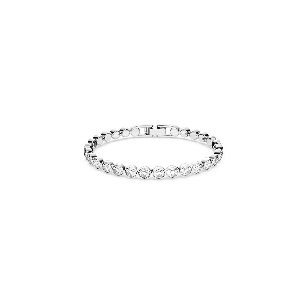 Swarovski Tennis Bracelet, Round Cut, White, Rhodium Plated