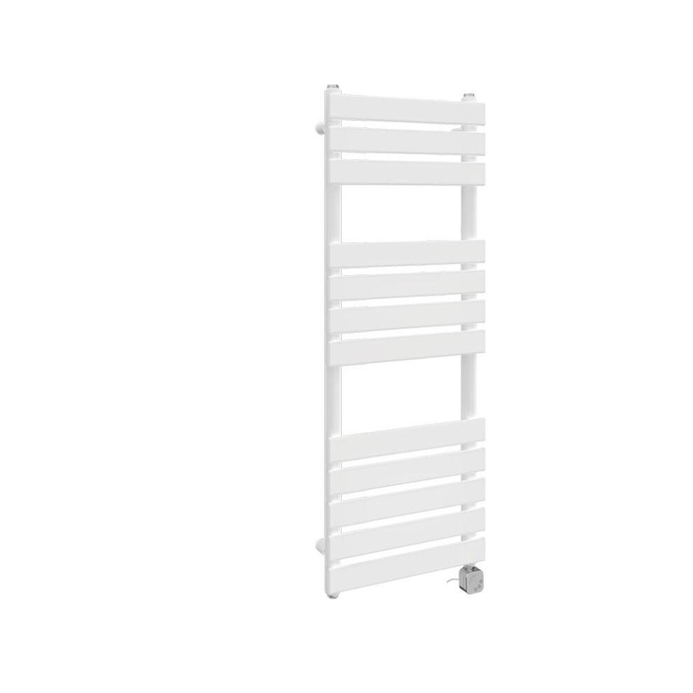 (1200x450mm, White) NRG Pre-Filled Electric Heated Towel Rail Bathroom Radiator Thermostatic Warmer Ladder