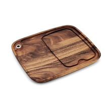 Plateau Ă Steak Fort Worth Ironwood avec Canal Ă Jus, Bois d'Acacia 33 x 28 x 2 cm, Marron
