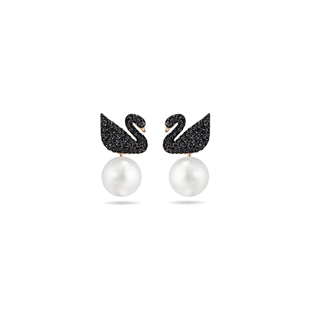 Swarovski Iconic Swan Earring Jackets, Swan, Black, Rose-Gold Tone Plated Black,Gold