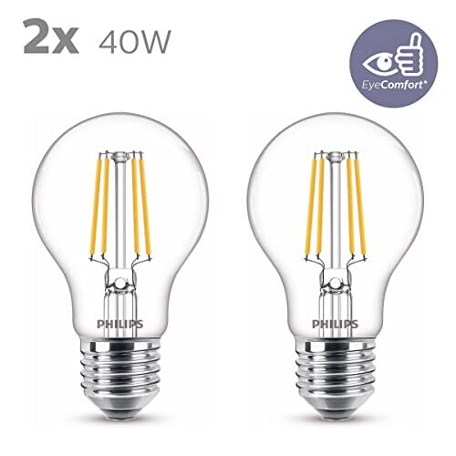 Philips 2er-Pack LED E27 Normal 4,3 W (40 W) Klar 470 lm 1