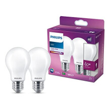 Philips LED Classic A60 Frosted Light Bulb 2 Pack [E27 Edison Screw] 60W, Cool White 4000K, Non Dimmable