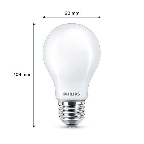 Philips Philips LED Classic A60 Frosted Light Bulb 2 Pack [E27 Edison Screw] 60W, Cool White 4000K, Non Dimmable 2
