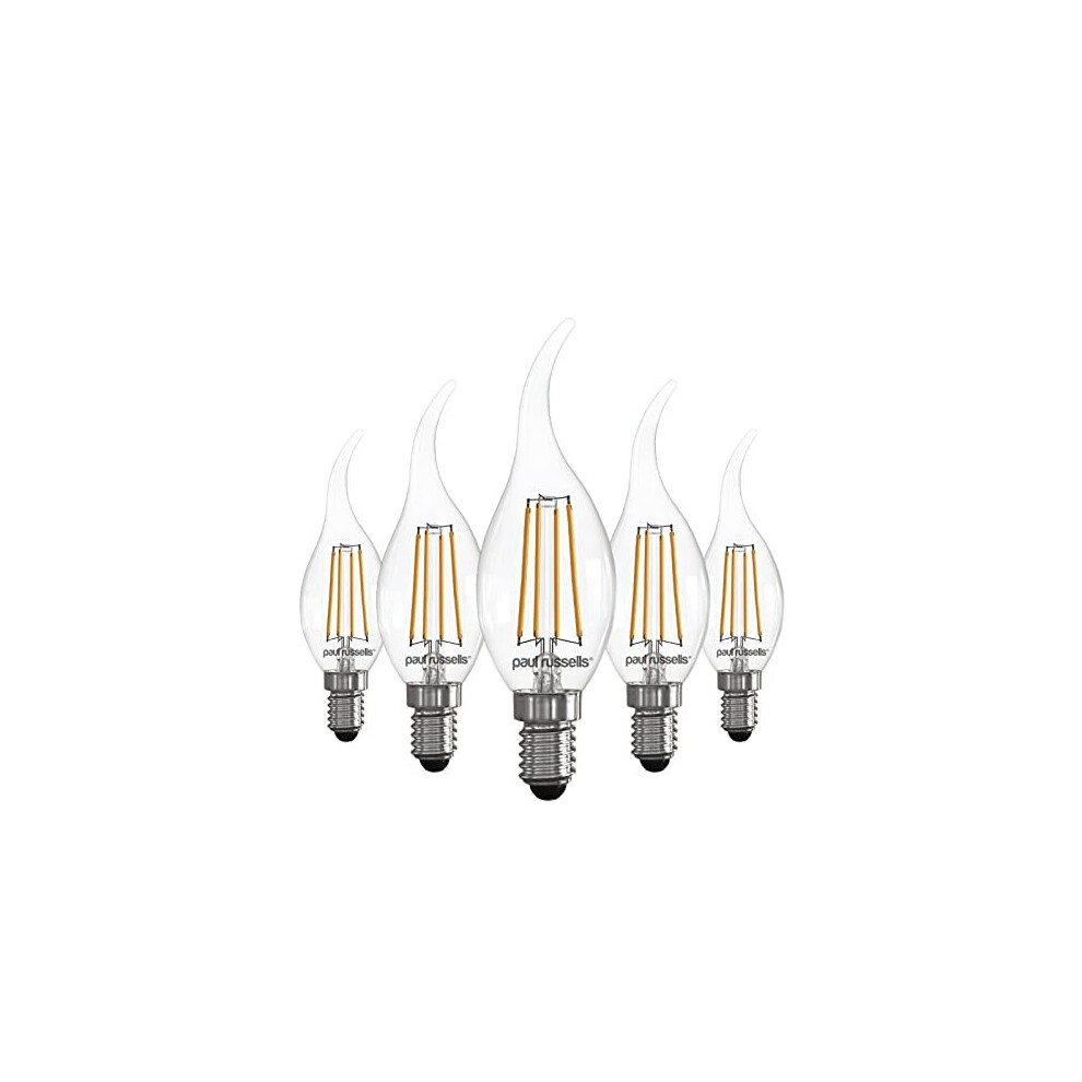 paul russells LED Flame Candle Filament Bulbs - Pack of 5 ? 4.5W 40W Equivalent 470LM Lumen 2700K SES E14 Small Edison Screw C35T ?Bright Energy-image-OPC-PB9B7MT-NEW