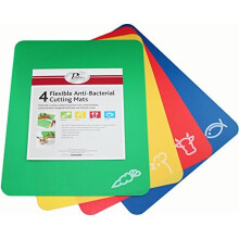Fackelmann(Probus) Flexible Cutting Mats (Set of 4) Flexible, Anti-Bacteria, Colour Coded for Food typesl
