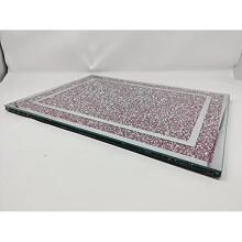 Biznest Crushed Diamond Gift Large Work Top Saver Heat Resistant Glass Chopping Board Silver Pink Crushed Diamond Display Gift Present For All