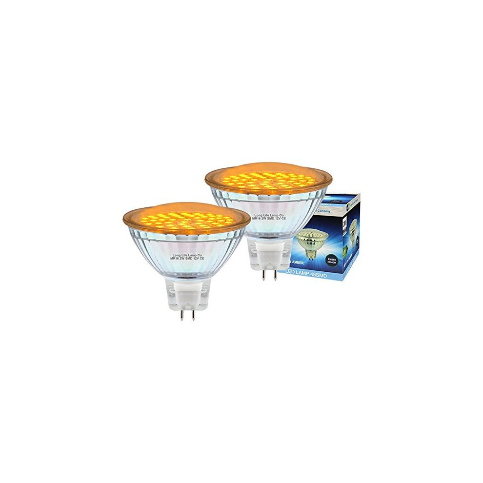 2 x 12v LED MR16 Amber 2w Low Voltage Spot Light Bulb GU5.3-image-OPC-PB9B8MP-NEW