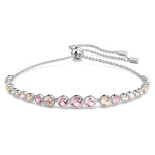 Swarovski Emily Bracelet, Pink Round Cut Crystals in a Rhodium Plated Setting, from the Emily Collection