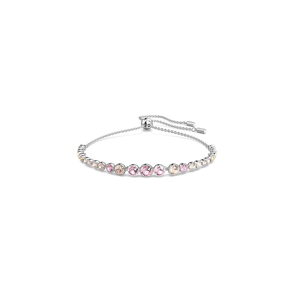 Swarovski Emily Bracelet, Pink Round Cut Crystals in a Rhodium Plated Setting, from the Emily Collection