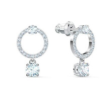 Swarovski Attract Hoop Earrings, Circle, White, Rhodium Plated