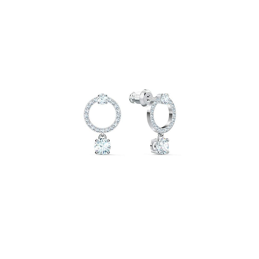 Swarovski Attract Hoop Earrings, Circle, White, Rhodium Plated