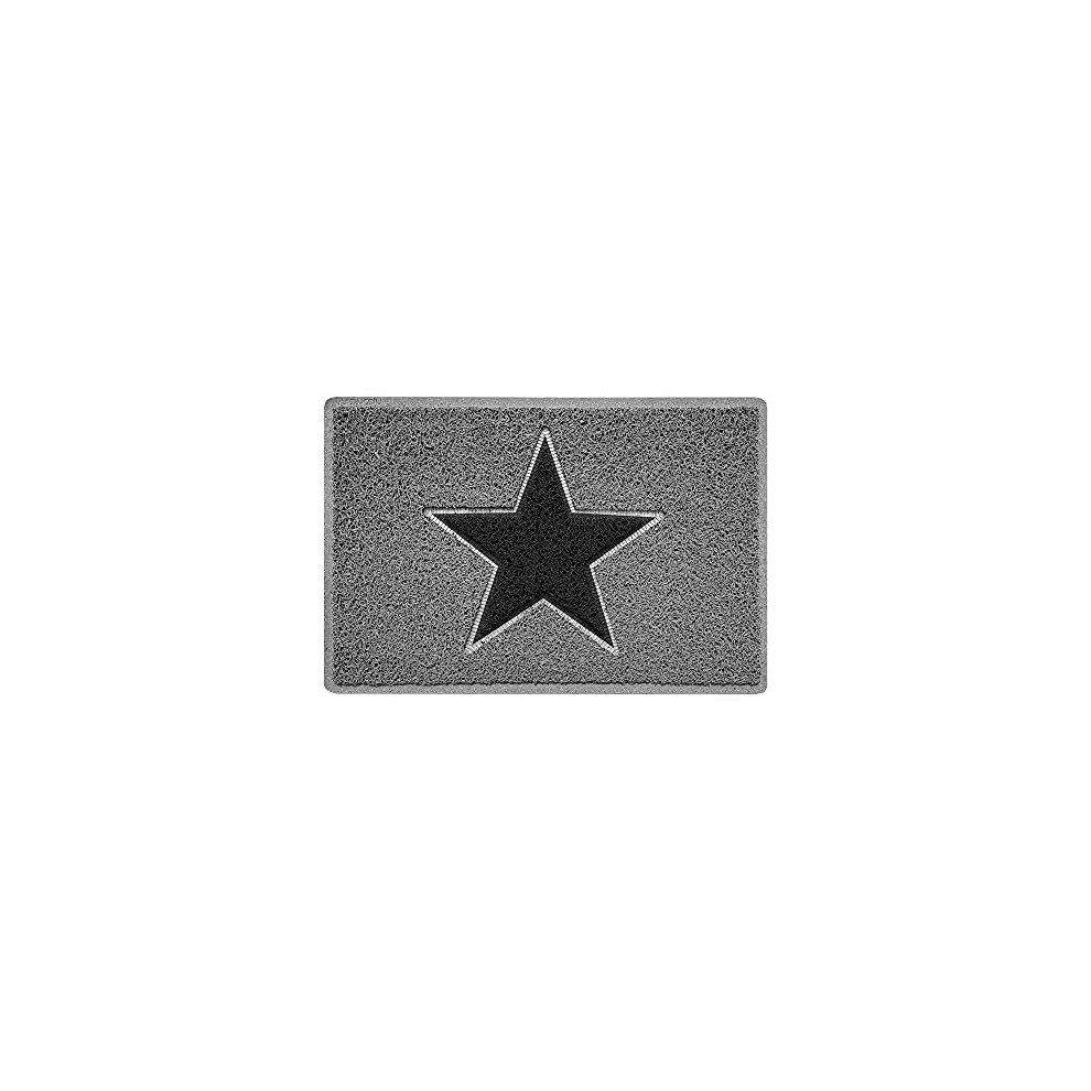 Nicoman Grey/Black Star Door Mat?Entrance Barrier Dirt-Trapper Floor Mat?Patio Garden Conservatory Doormat?Indoor Outdoor Matt? With Star, 60X40cm