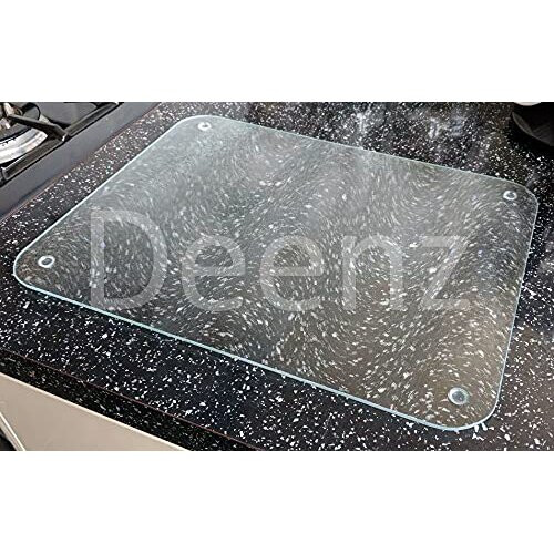 Deenz Clear Glass Kitchen Worktop Saver/Chopping Board - 50 X 40Cm Round Corner