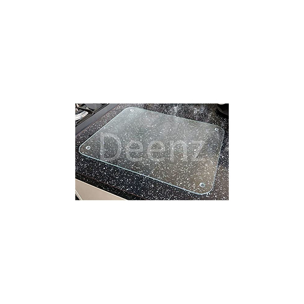 Deenz Clear Glass Kitchen Worktop Saver/Chopping Board - 50 X 40Cm Round Corner