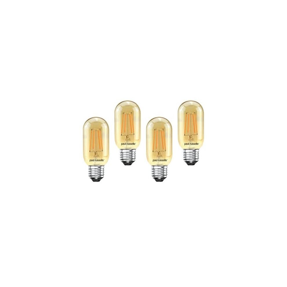 paul russells LED Filament T45 Light Edison Screw E27, 35w Equivalent Replacement Antique Bulb, ES 4W 380LM LED 2200K Amber Bulbs, Decorative Ceiling