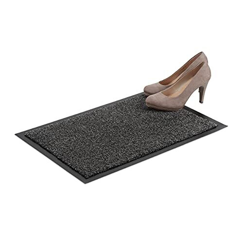 Relaxdays Grey Dirt Trapping Mat, Indoor Doormat, Large Dirt Catcher