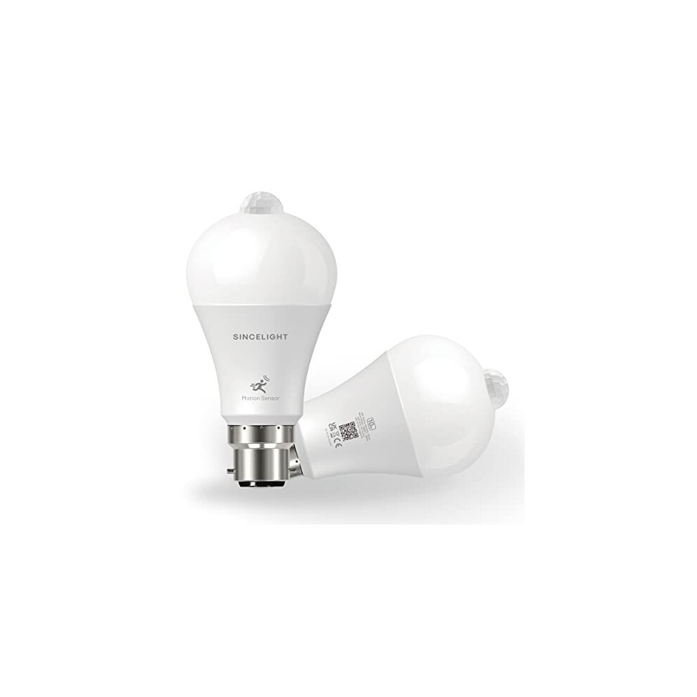 Motion Sensor LED Bulb with B22 Cap, Detects Human Movement and Automatic ON/OFF in darkness, 10W GLS Bulb with PIR Sensor and Light Sensor, Security