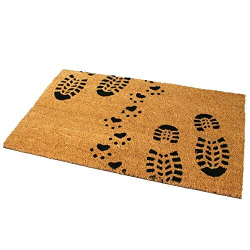 Black Ginger Large, Thick, Decorative, Patterned Coir Door Mats with